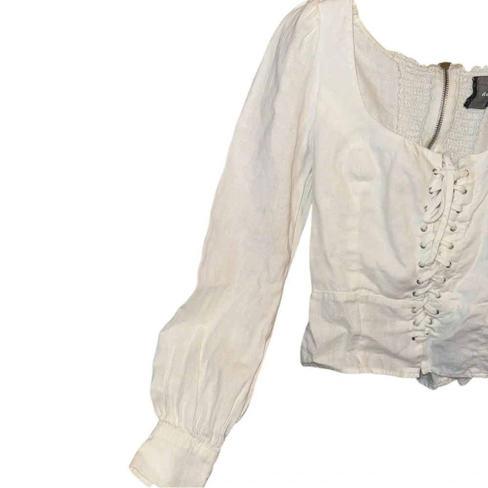 Host Pick 🎉▶️ Reformation ◀️ Paloma White Linen Lace Up Top